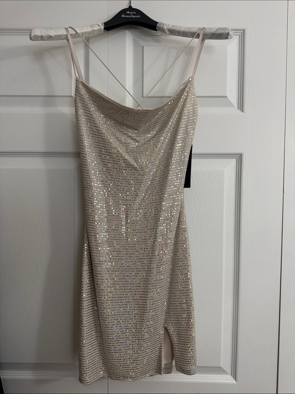City Studio Champagne-Sequin Mini Slip Dress Women Size Small